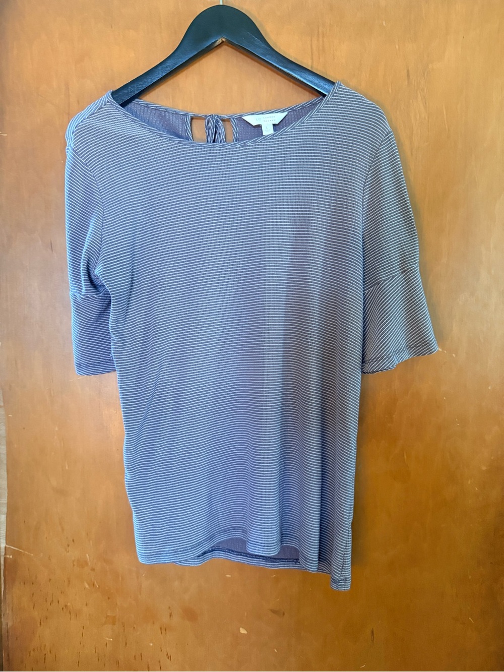 LC Lauren Conrad brown Striped Short-Sleeve Tie-Back Top